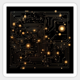 Artificial Van Gogh's Starry Night Gold Circuit Board Sticker